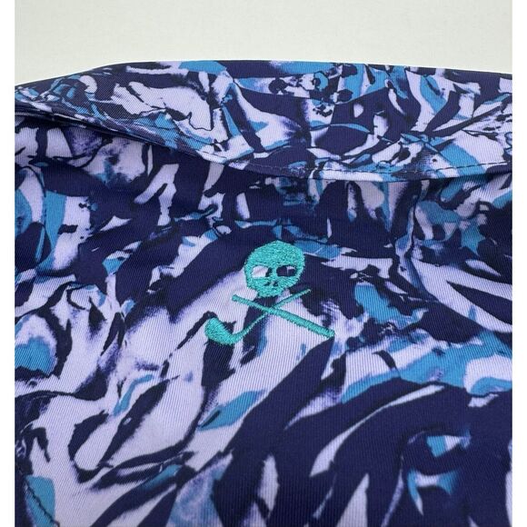 NWT Robert Graham Clubhouse Abstract Rose Golf Polo Shirt Purple LARGE $128 - Picture 6 of 8